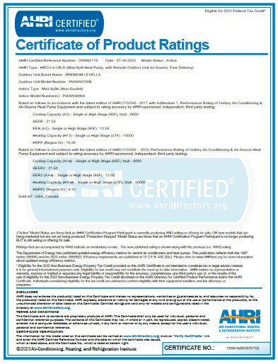 Premium Levella - Certificate of product rating