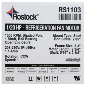 rs1103 1/20hp refrigeration fan motor